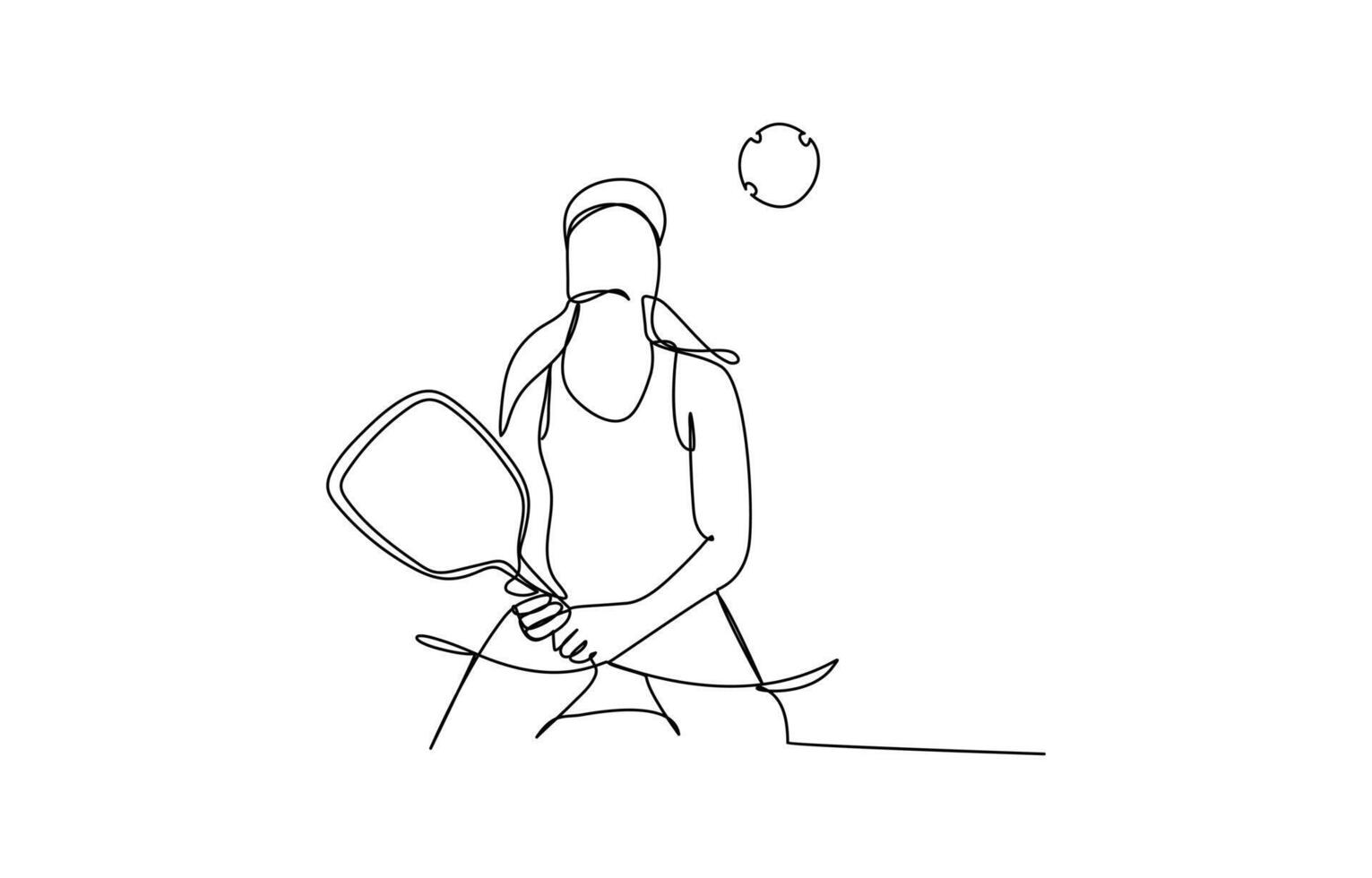 One continuous line art of pickleball ball and table tennis in simple vector
