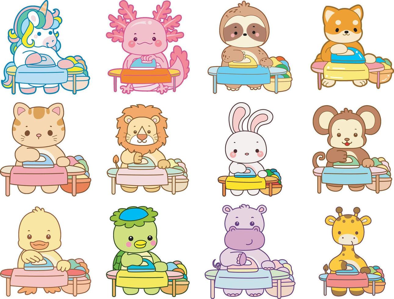 Cute cartoon animals having fun vector