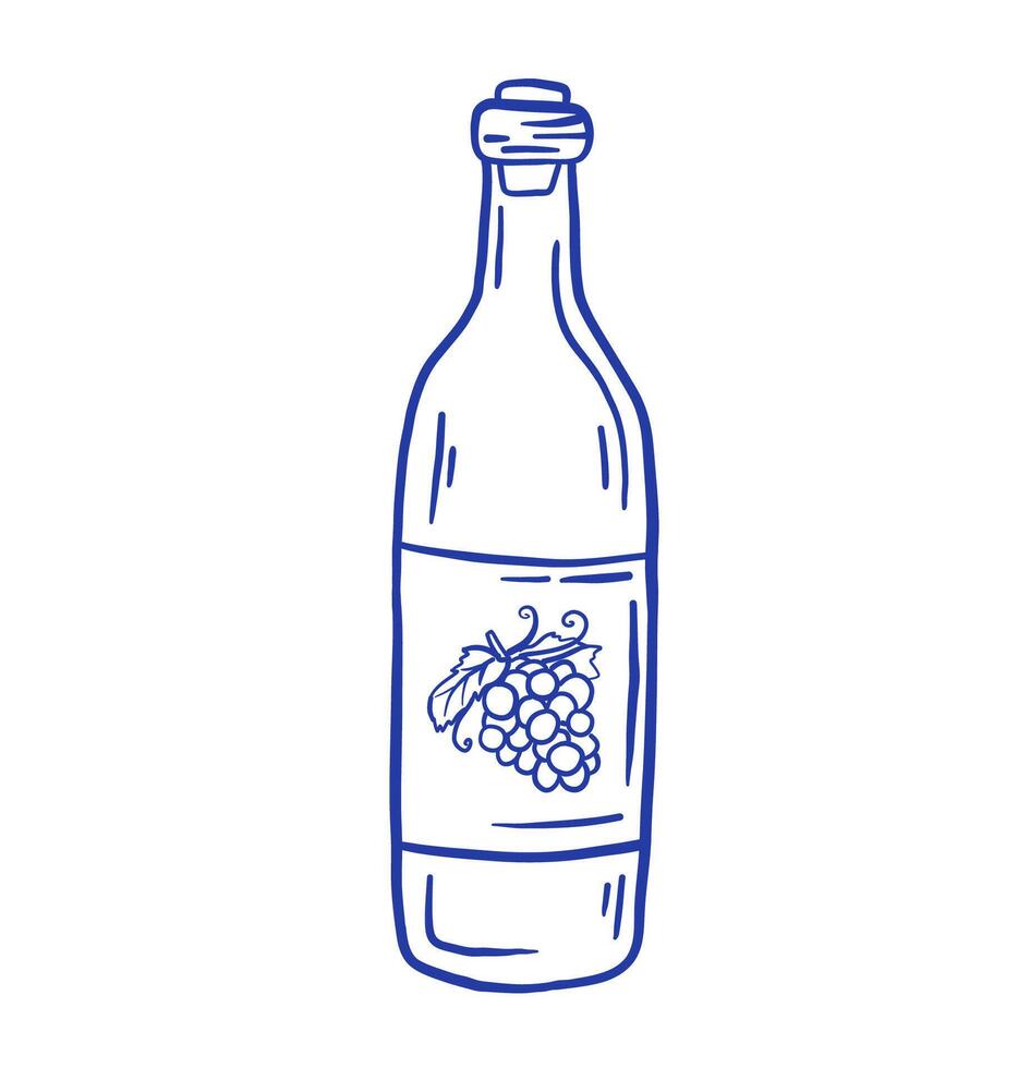 Hand draw doodle wine bottle illustration. vector