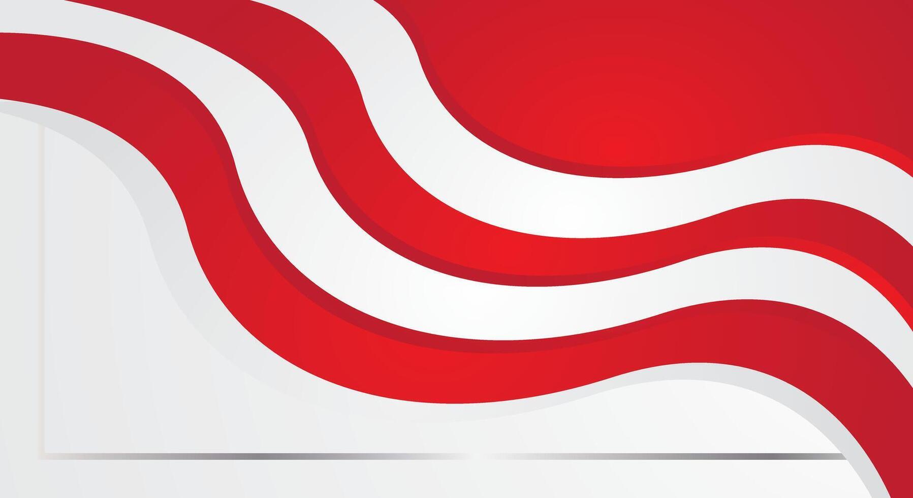 Abstract red and white flag wave background vector