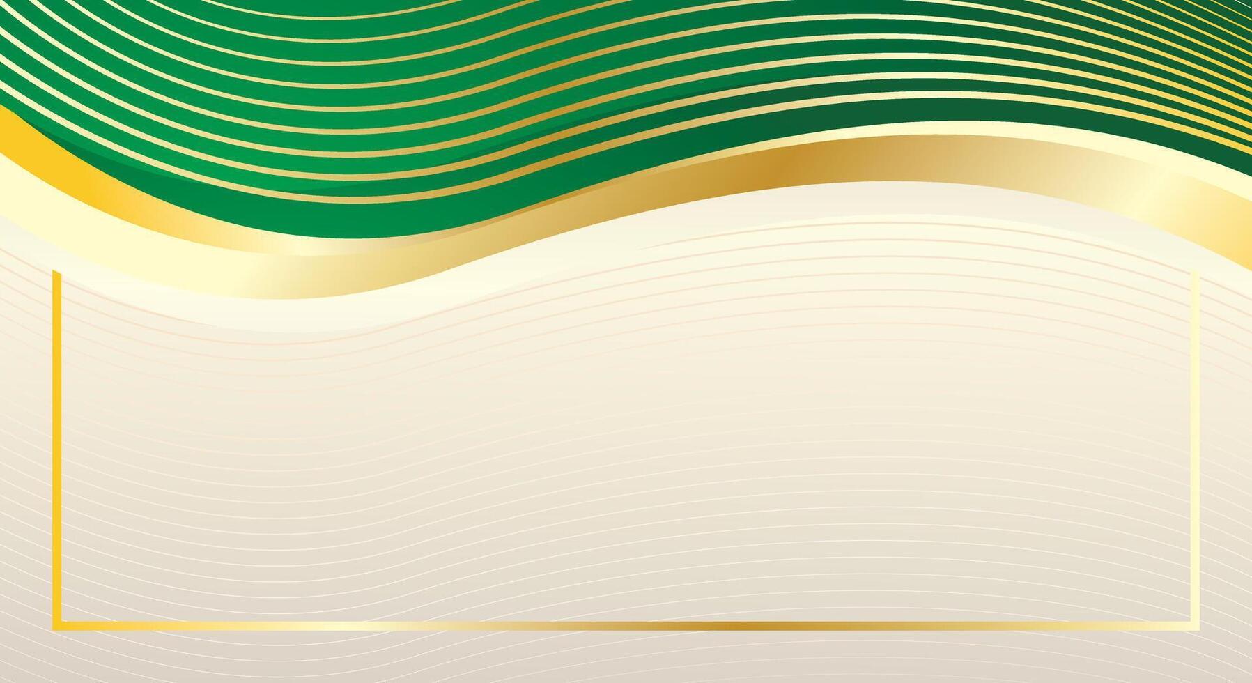 Abstract gradient green gold wave luxury background for certificate vector