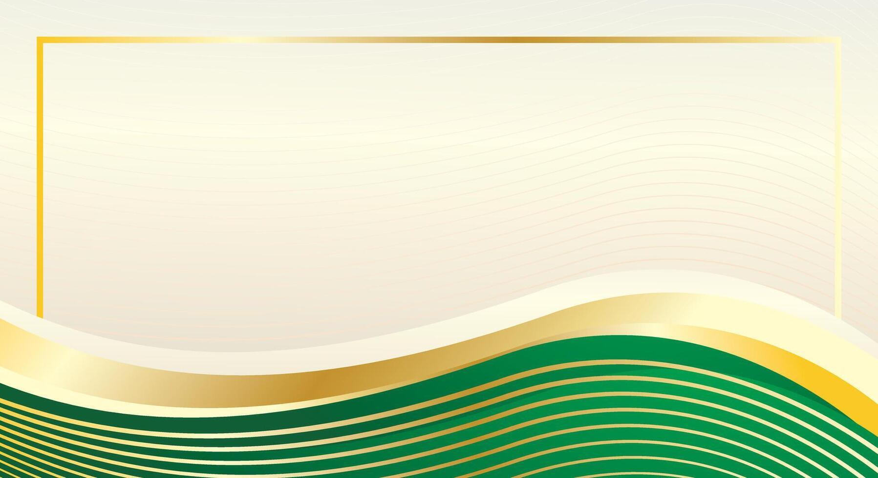 Abstract gradient green gold wave elegant background for certificate and award vector