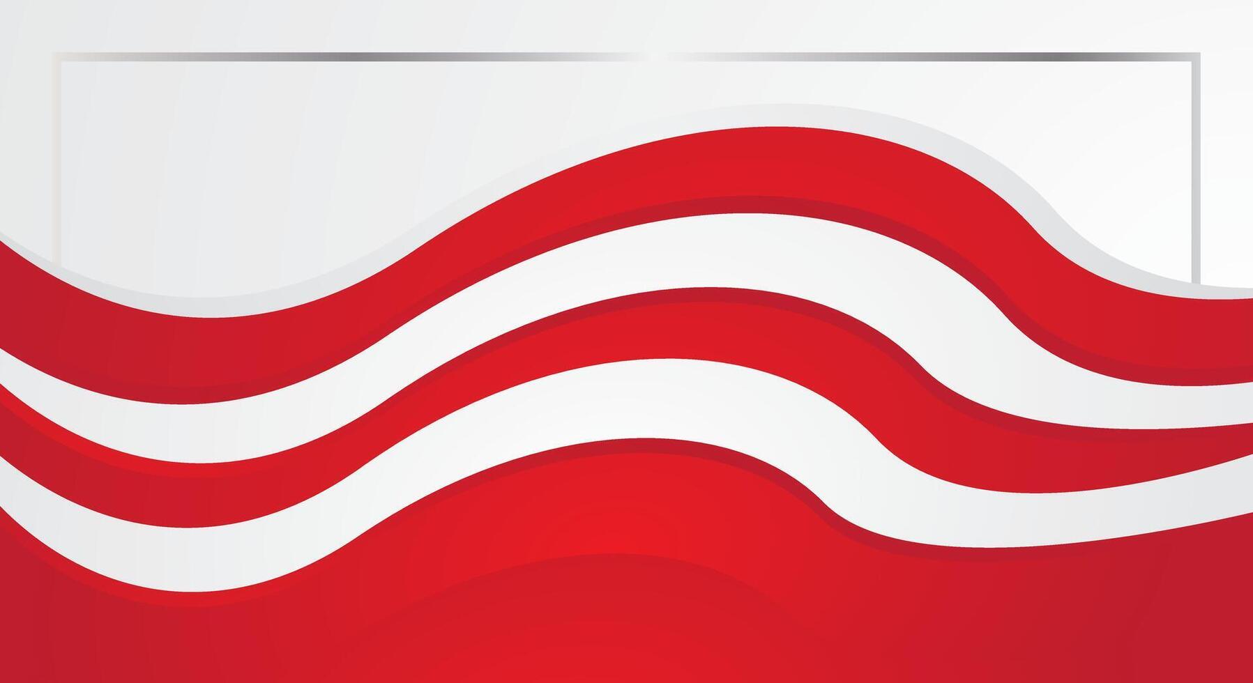 Modern red and white flag wave background vector