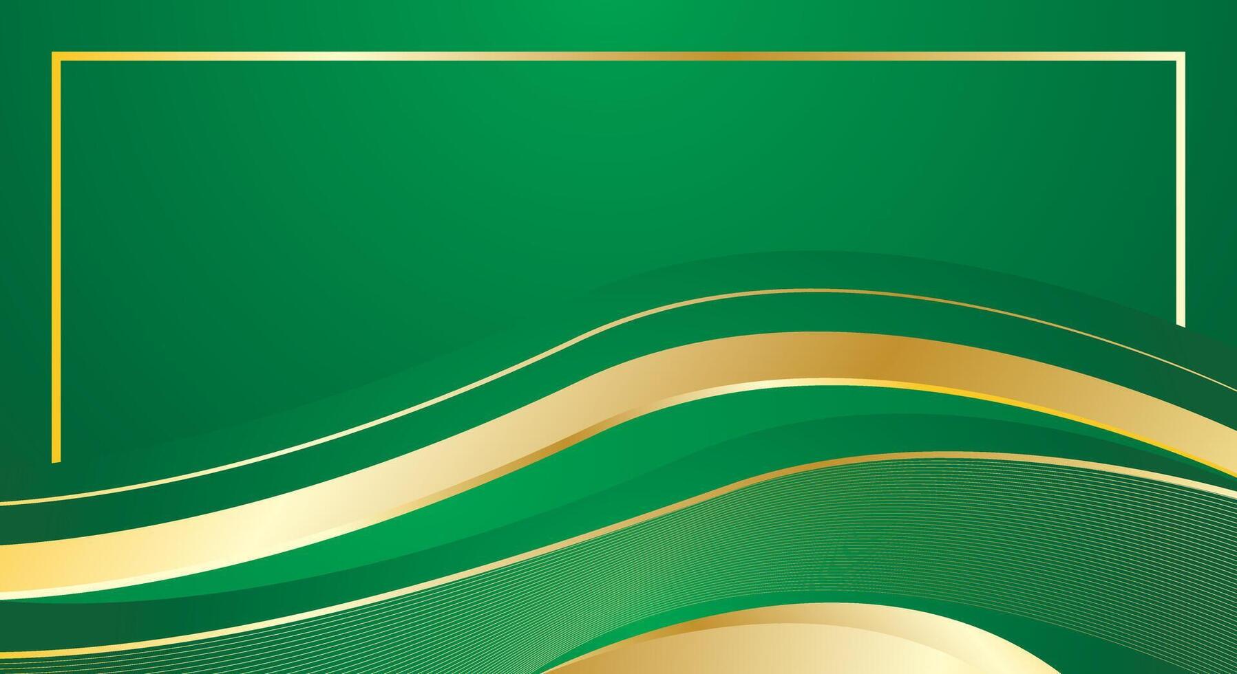 Abstract gradient green gold wave background for certificate, charter and award vector