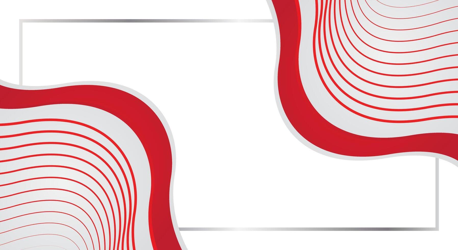 Abstract red and white flag wave lines background vector