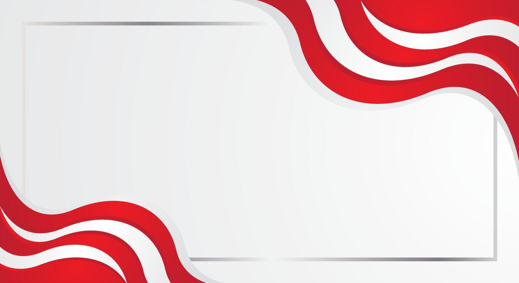 Red white flag wave abstract background for certificate vector