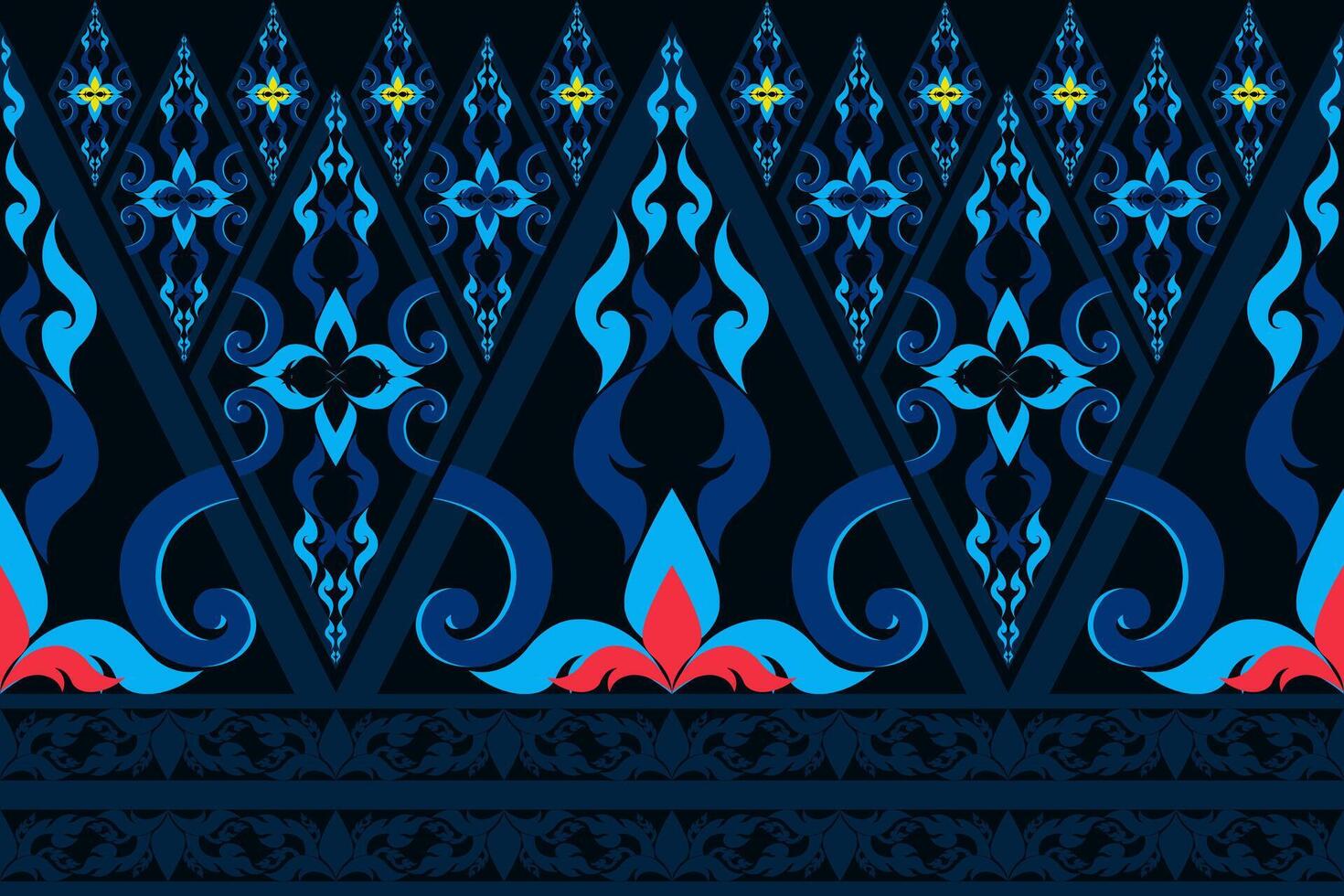 Thai patterns made from geometric triangles and curves mixed in. vector