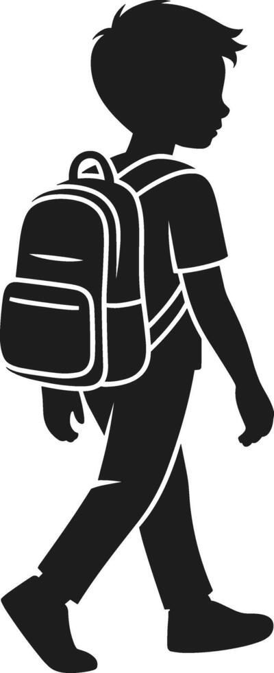 A Walking Schoolboy Silhouette with Backpack Illustration vector