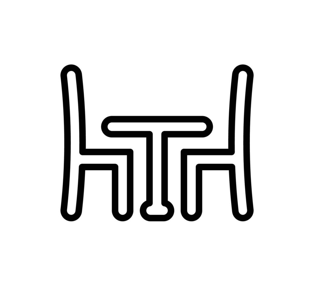 Minimalistic Line Art of Two Chairs and a Table in a Modern Setting vector