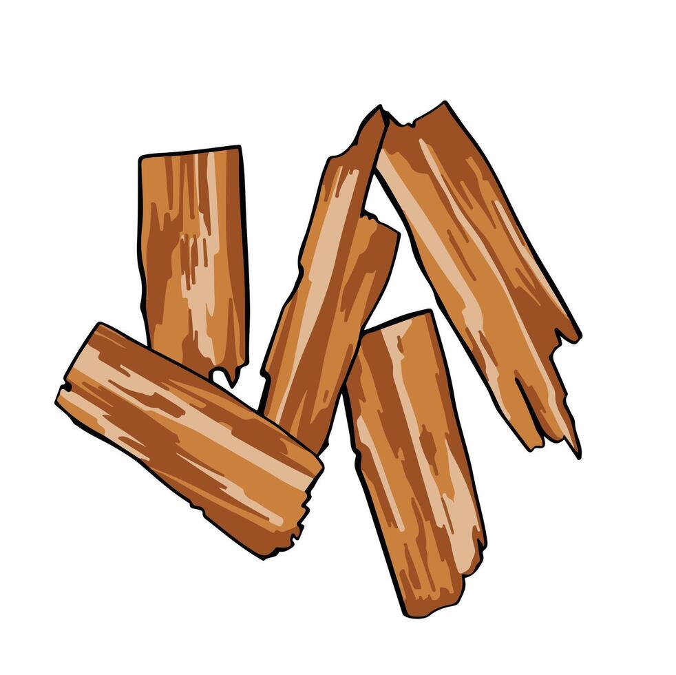 Wood chips for kindling illustration vector