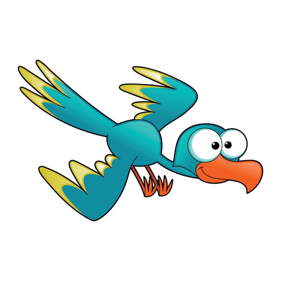 A playful blue bird with a big smile. vector