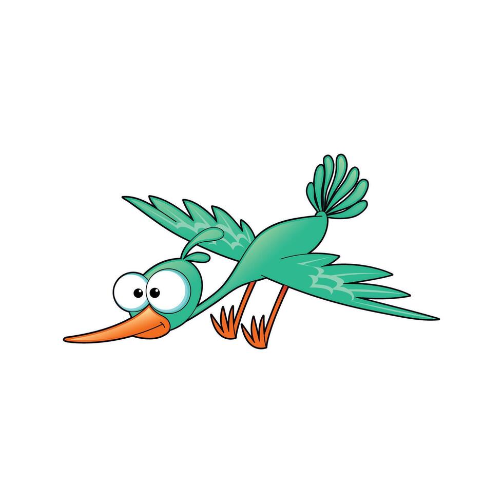 A whimsical green bird with large eyes. vector