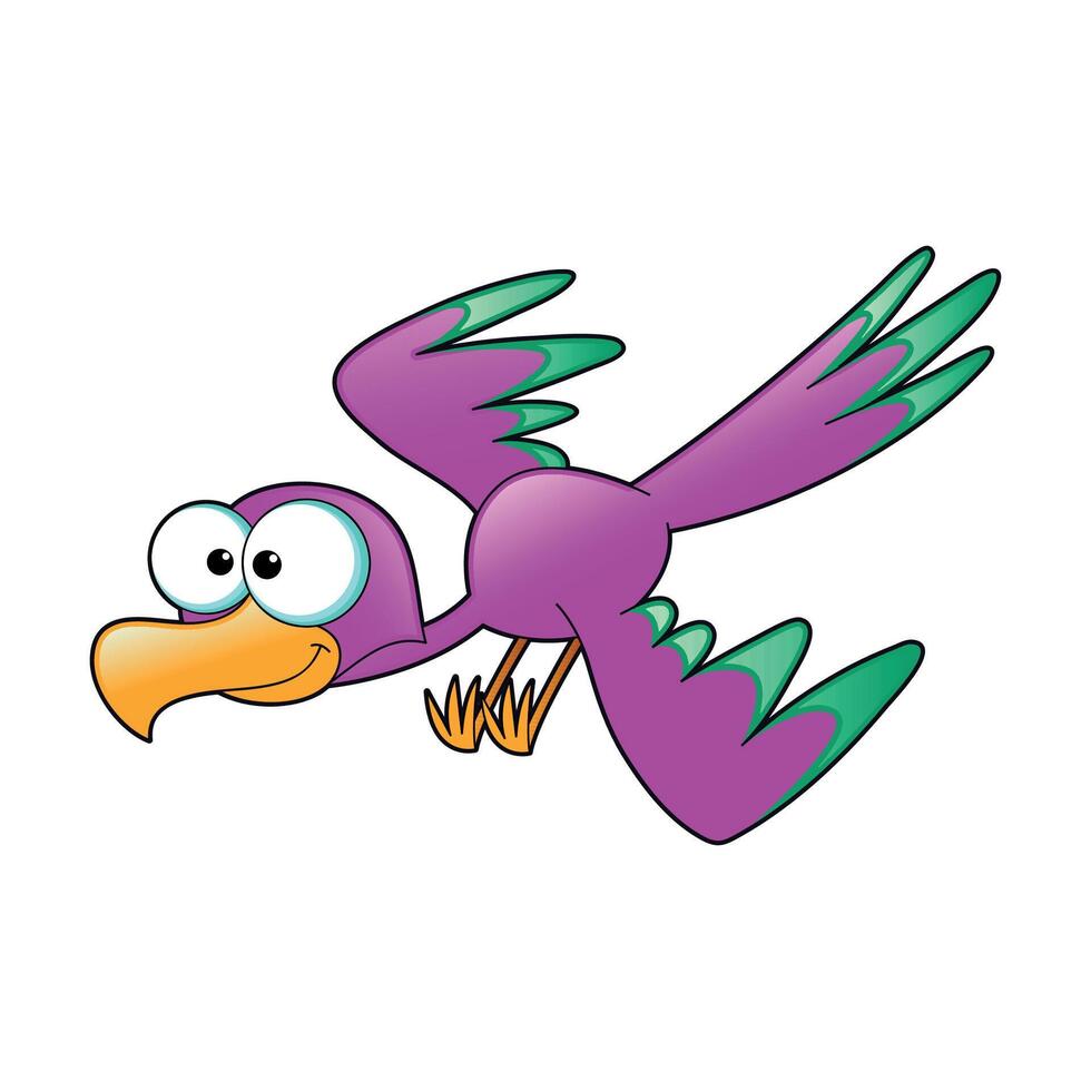 Cheerful magenta bird with green wingtips. vector