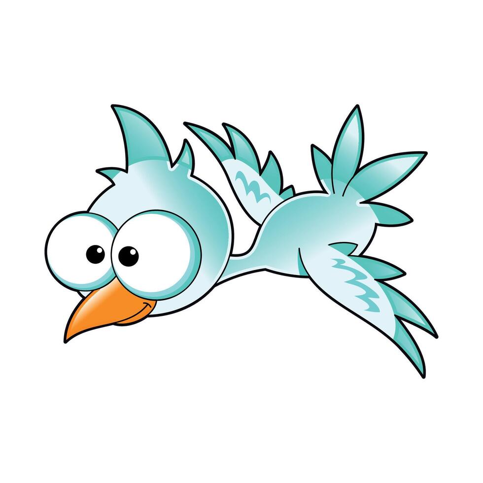 Wide-eyed light blue bird with orange beak. vector