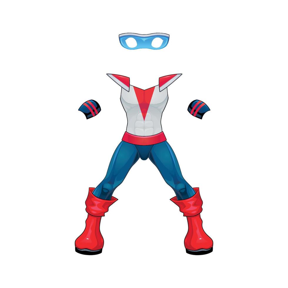 A blank superhero outfit with red boots and mask. vector
