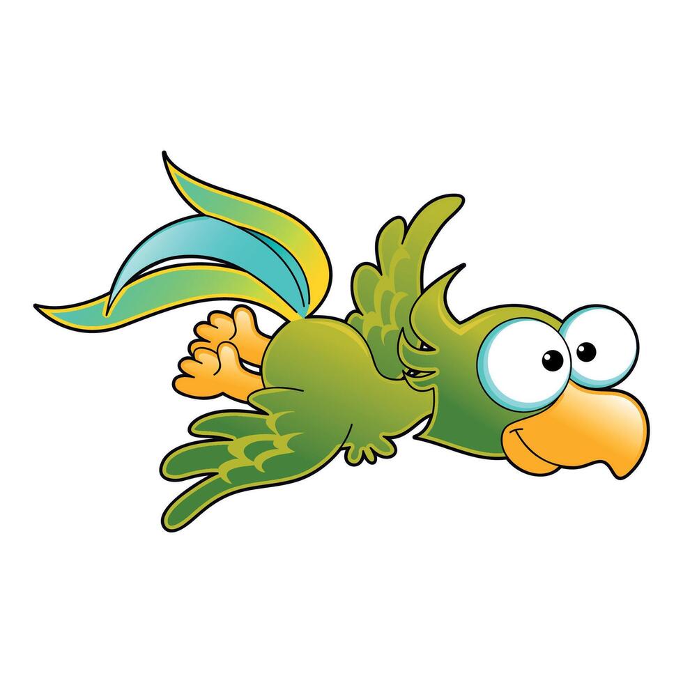 A comical green bird with expressive eyes. vector