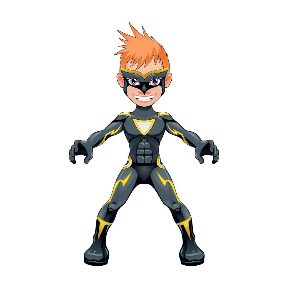 A cartoon superhero with orange hair and mask. vector