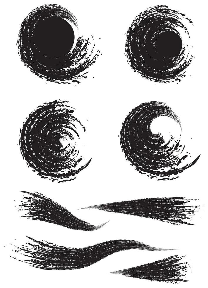 a set of black ink swirls on a white background, Grungy black and white abstract illustration with ink splatters and a subtle border design perfect for fashion or art backgrounds vector