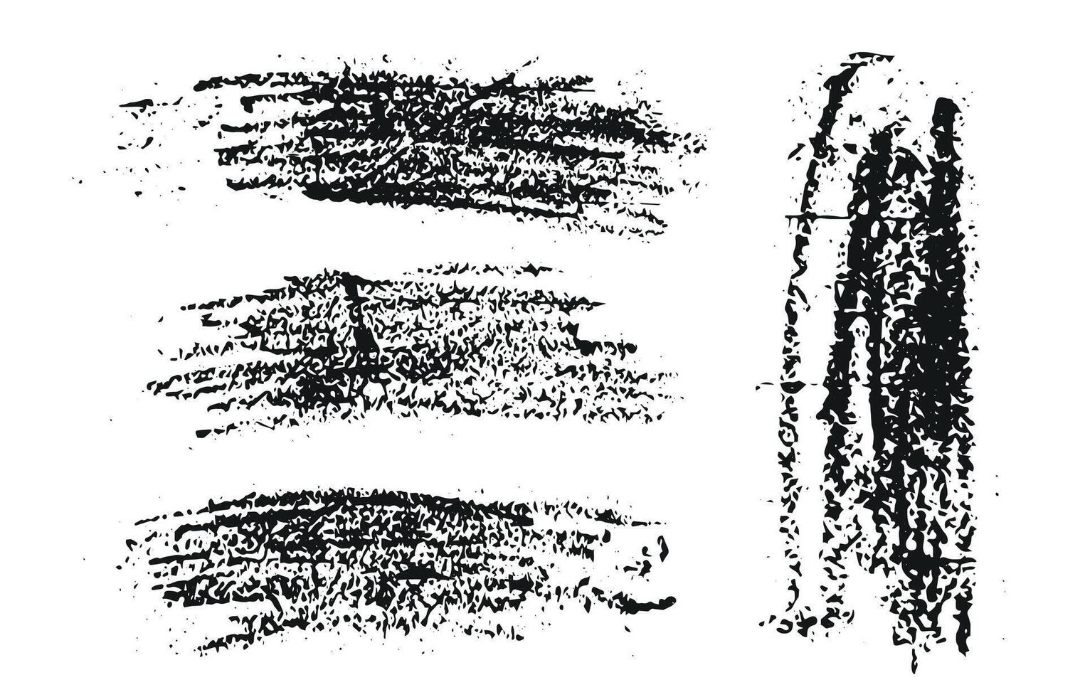 a set of four black ink strokes on a white background, Black and white abstract grunge frame illustration with brush stroke and paint splatter texture vector