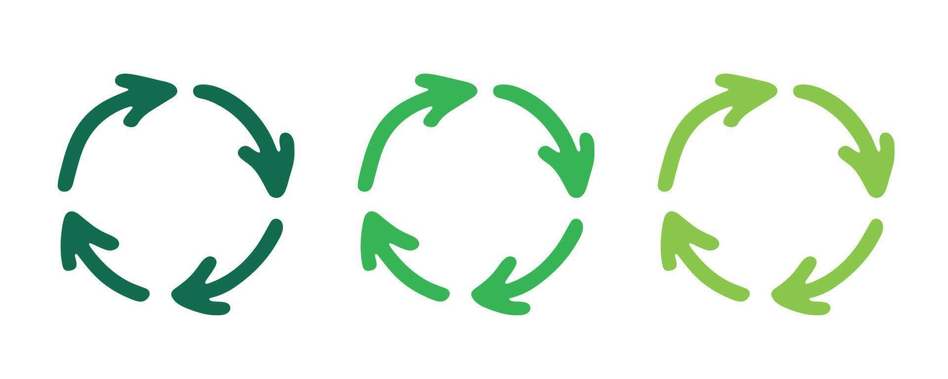 Hand drawn recycle arrow icon Recycling resources symbol Reuse of materials, zero waste, green environment, saving the planet forty seven vector