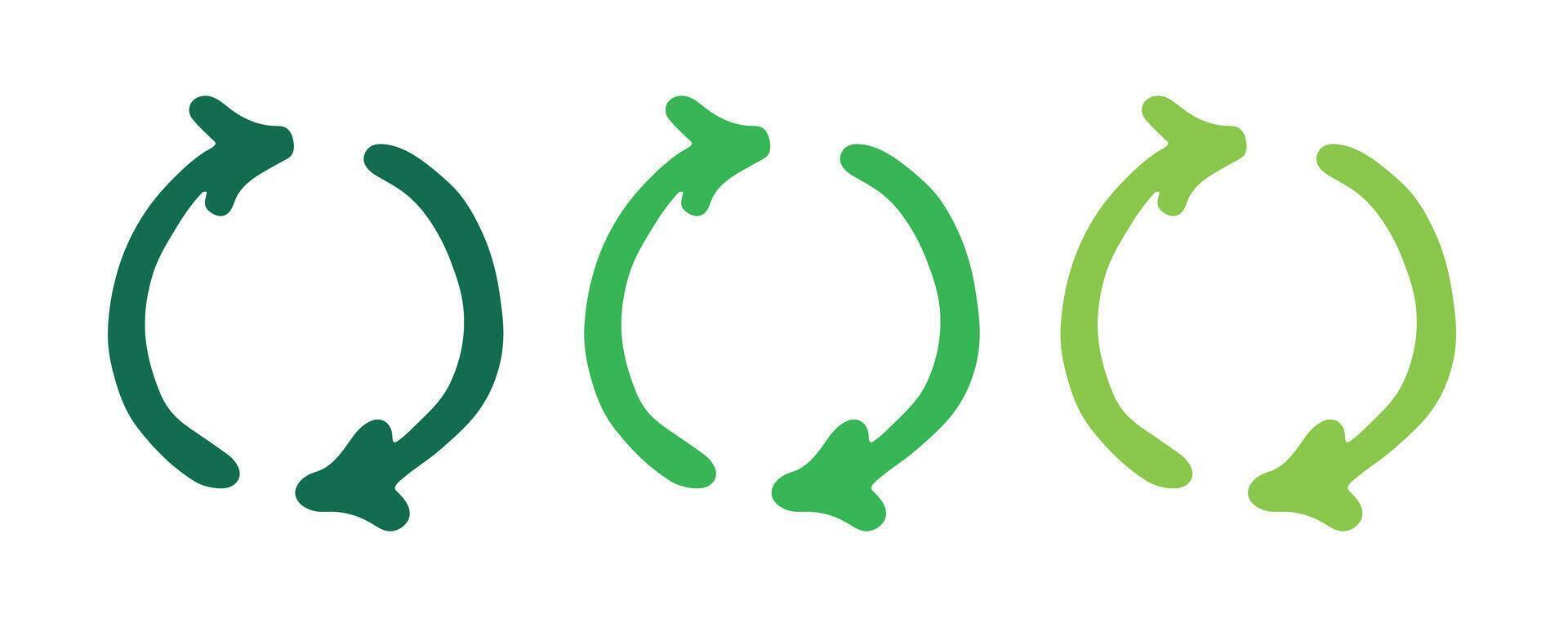 forty seven Hand drawn recycle arrow icon Recycling resources symbol Reuse of materials, zero waste, green environment, saving the planet vector