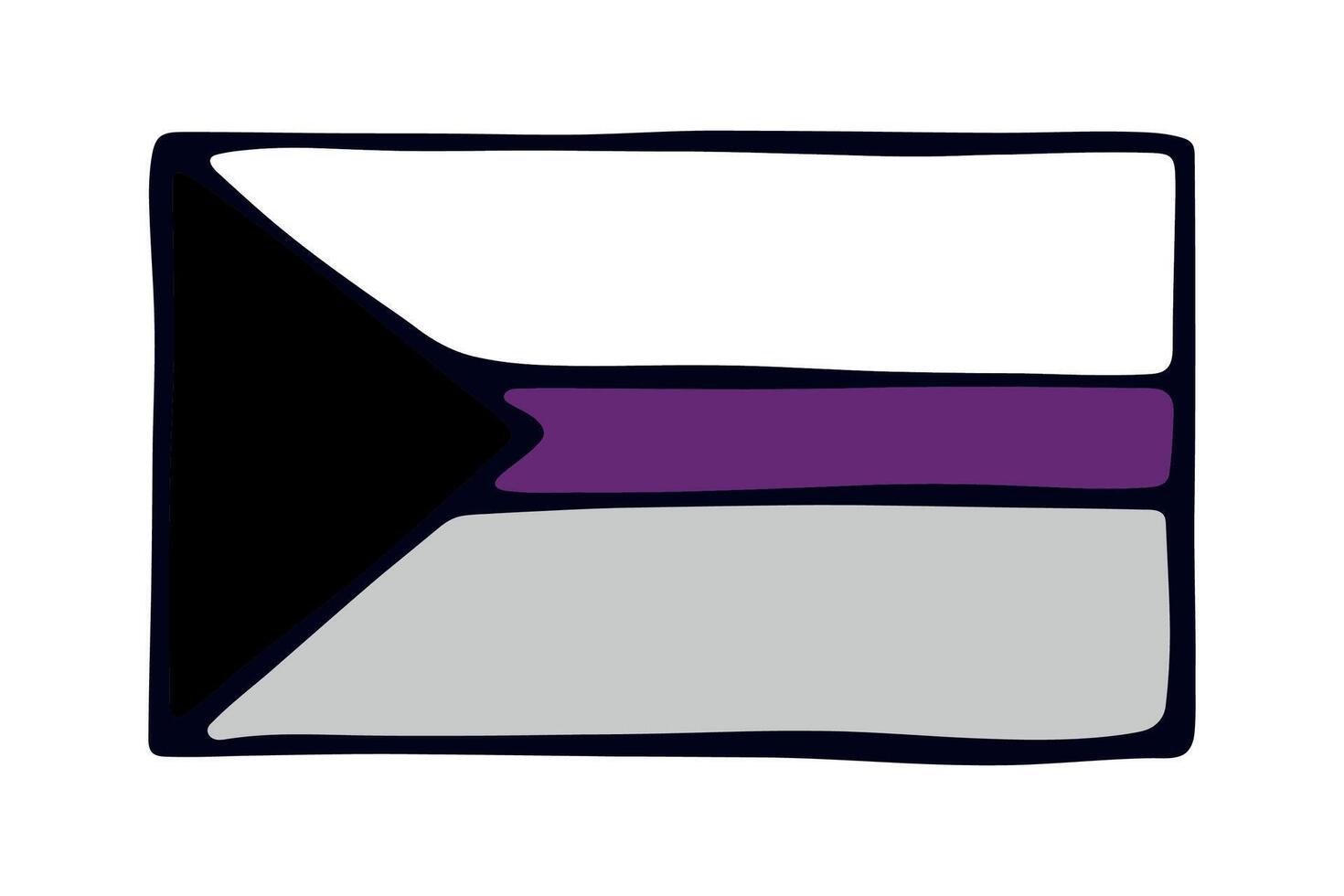 three Colorful Demisexual pride flag Happy pride day LGBTQ community Pride Month hand drawn doodle for posters, stickers, logo, cards vector