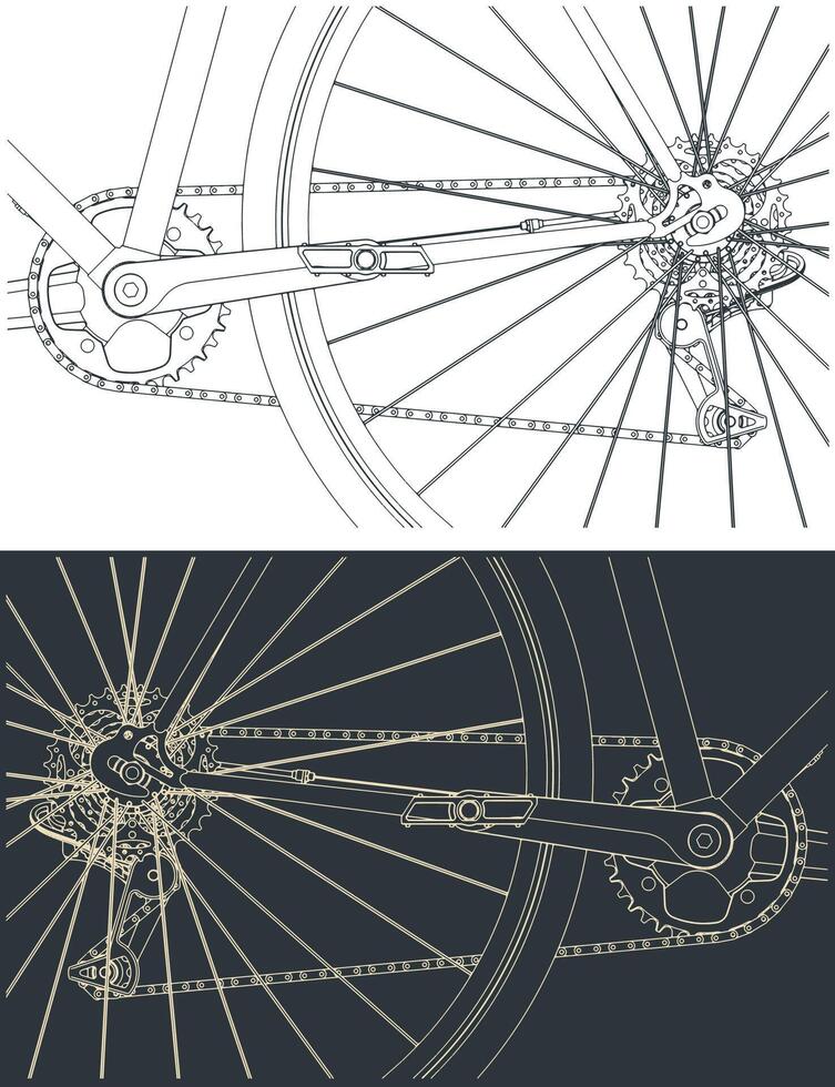 Bicycle chain drive close-up vector