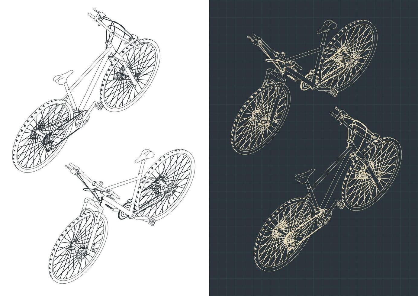 Road bike isometric drawings vector