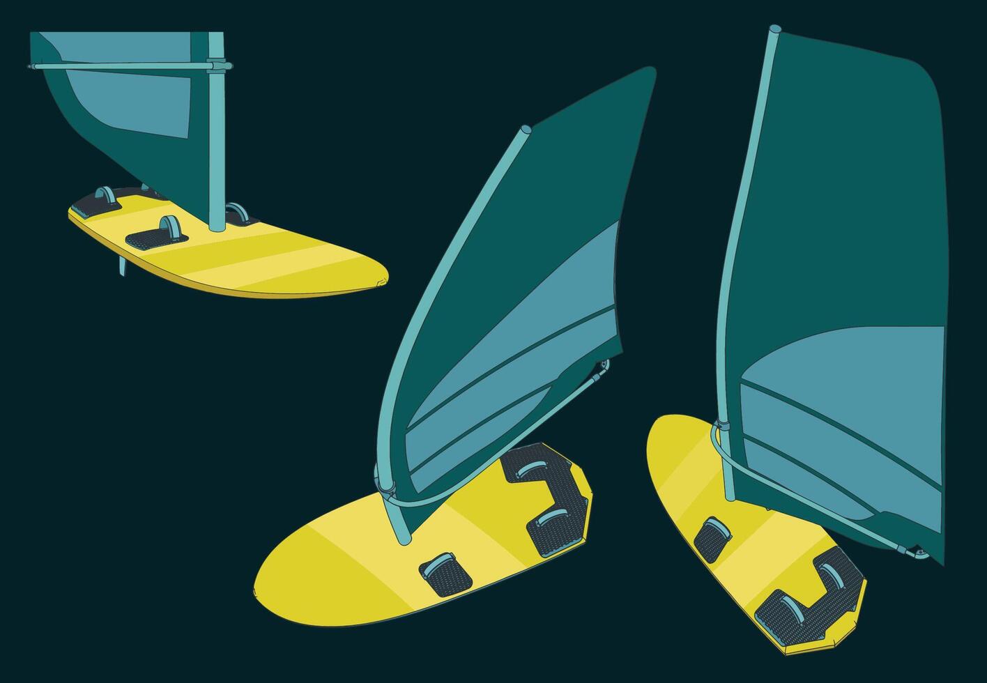 Windsurf color sketches vector