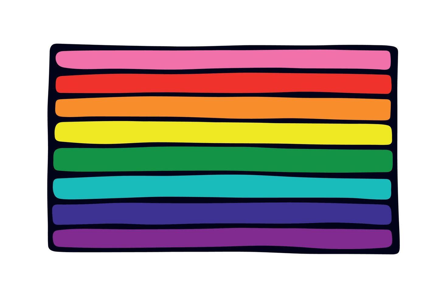 Colorful Gay pride flag three Happy pride day LGBTQ community Pride Month hand drawn doodle for posters, stickers, logo, cards vector