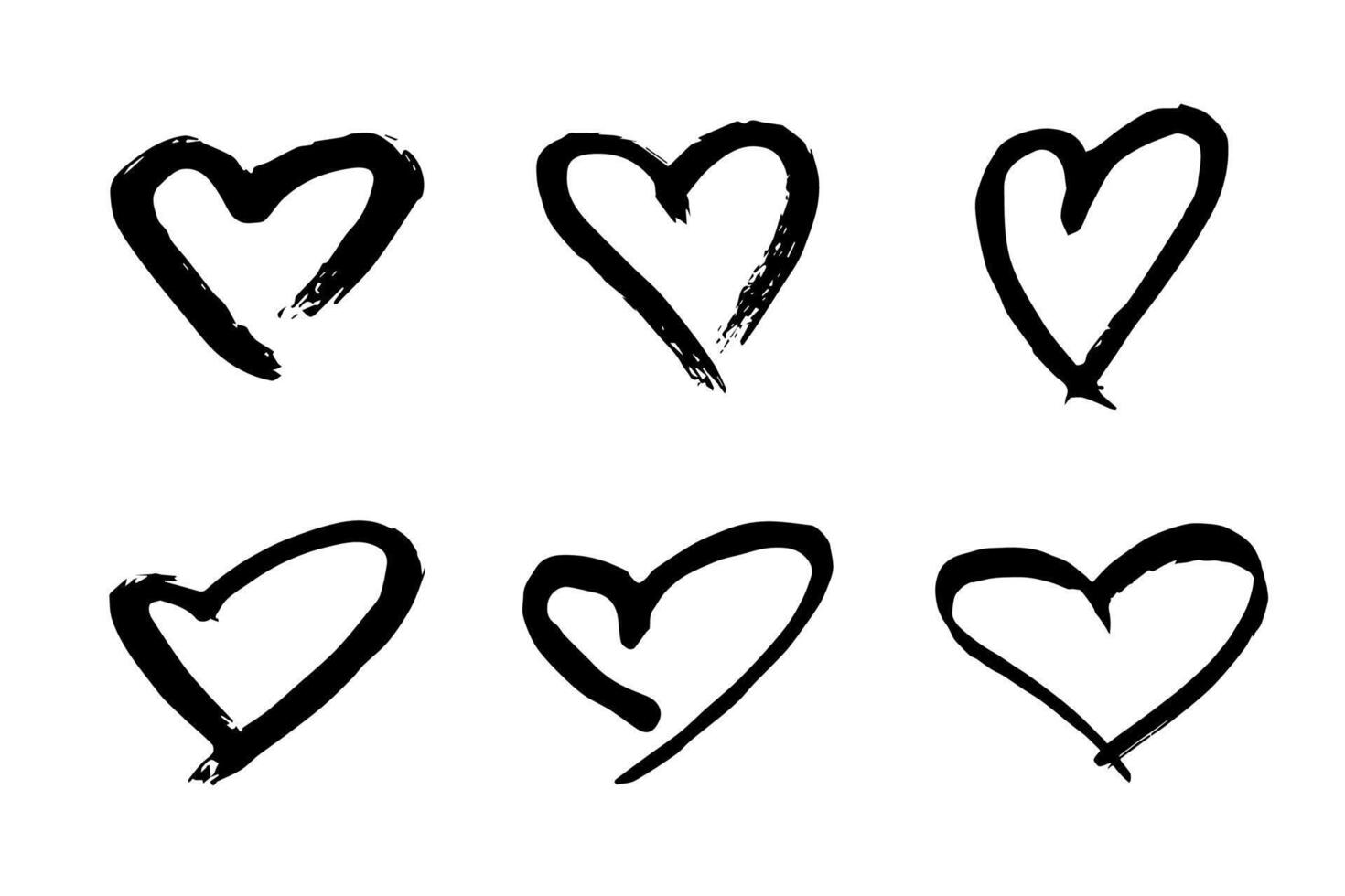 fifty-six Set of simple hand drawn heart drawing illustration Scribble heart doodle Love clipart vector