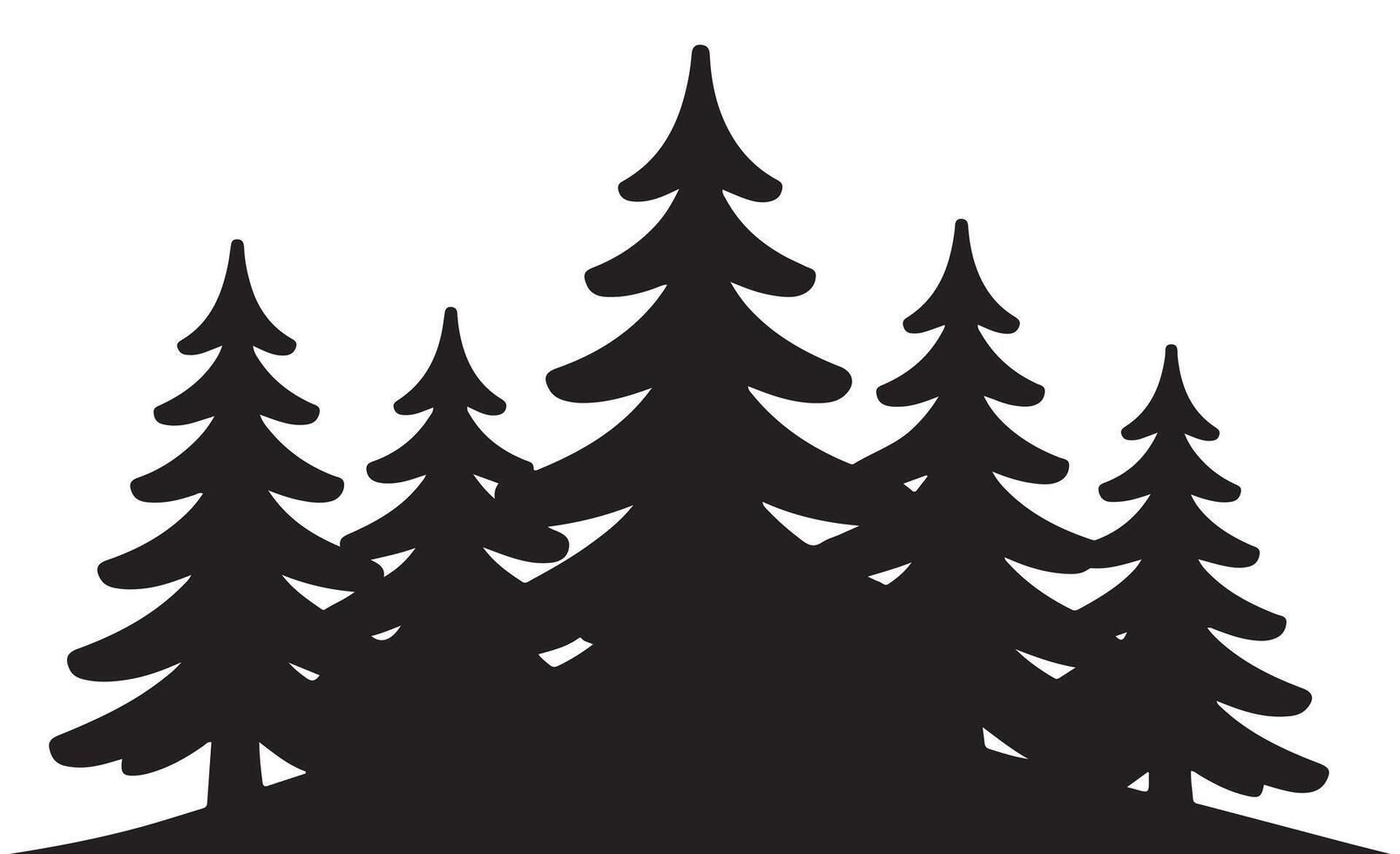 Group of pine trees silhouette vector