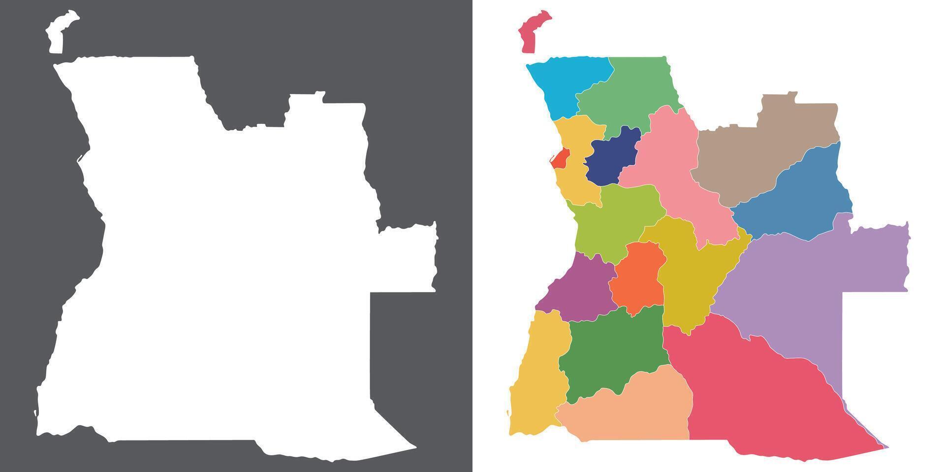 Angola map set. Map of Angola in set with multicolor vector