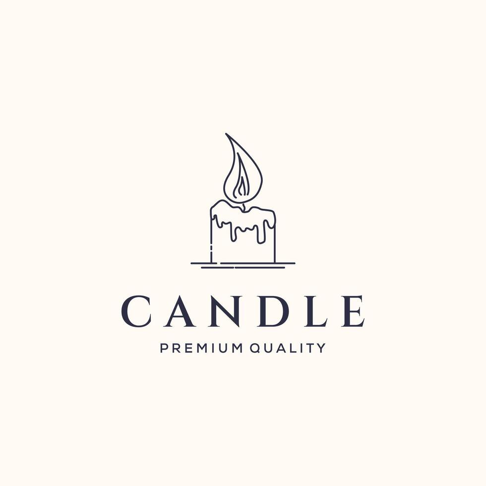 candle light line art logo minimalist illustration design, hot candle melt logo design vector