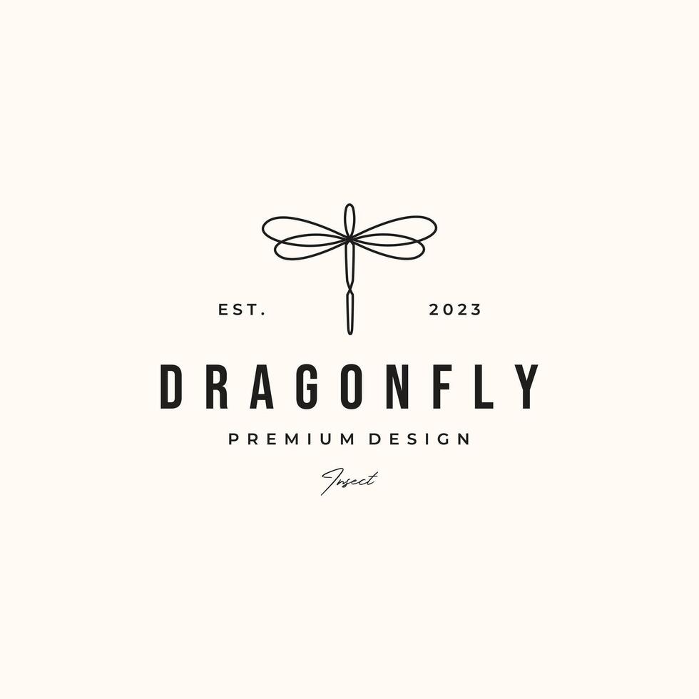 dragonfly style line art logo minimalist illustration design, dragonfly creative logo design vector