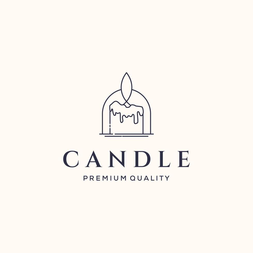 candlelight line art logo minimalist illustration design symbol vector
