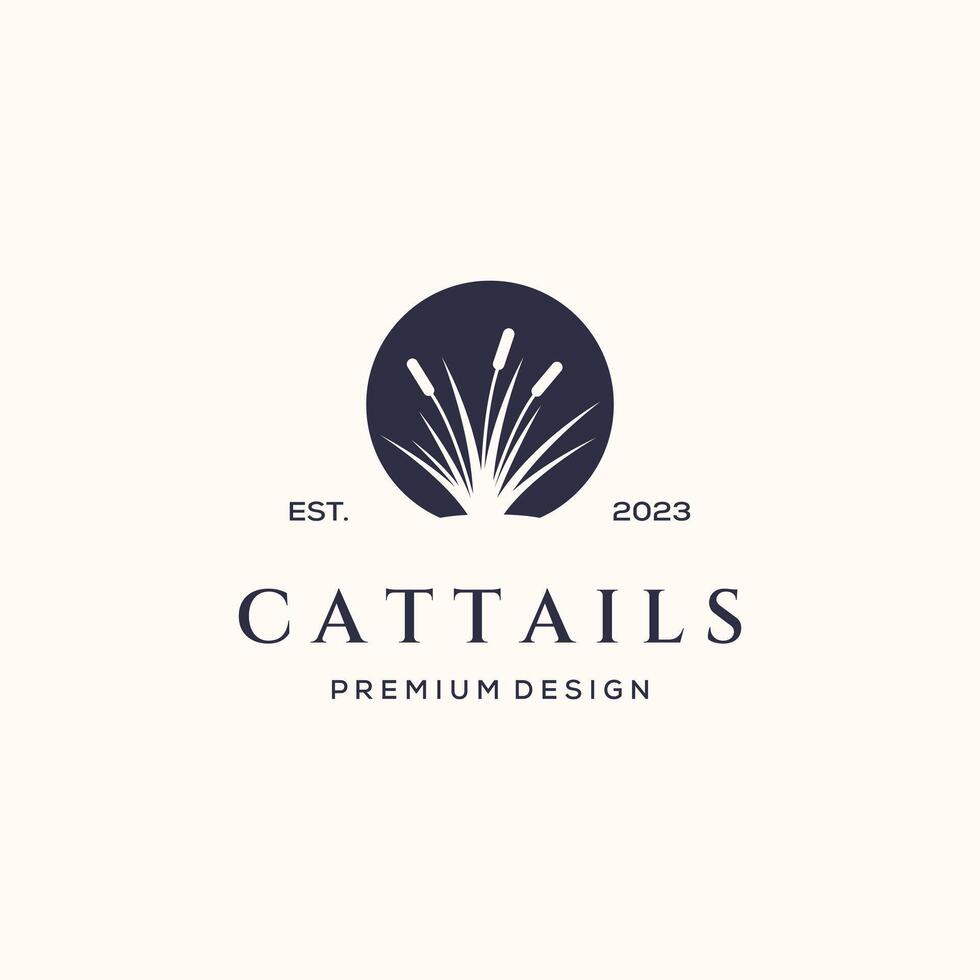 cattail genus plant line art logo minimalist illustration design, flora cattails botanical symbol design vector