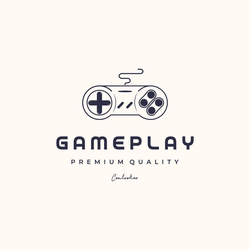 gamepad device line art logo minimalist illustration design, game virtual device logo design vector