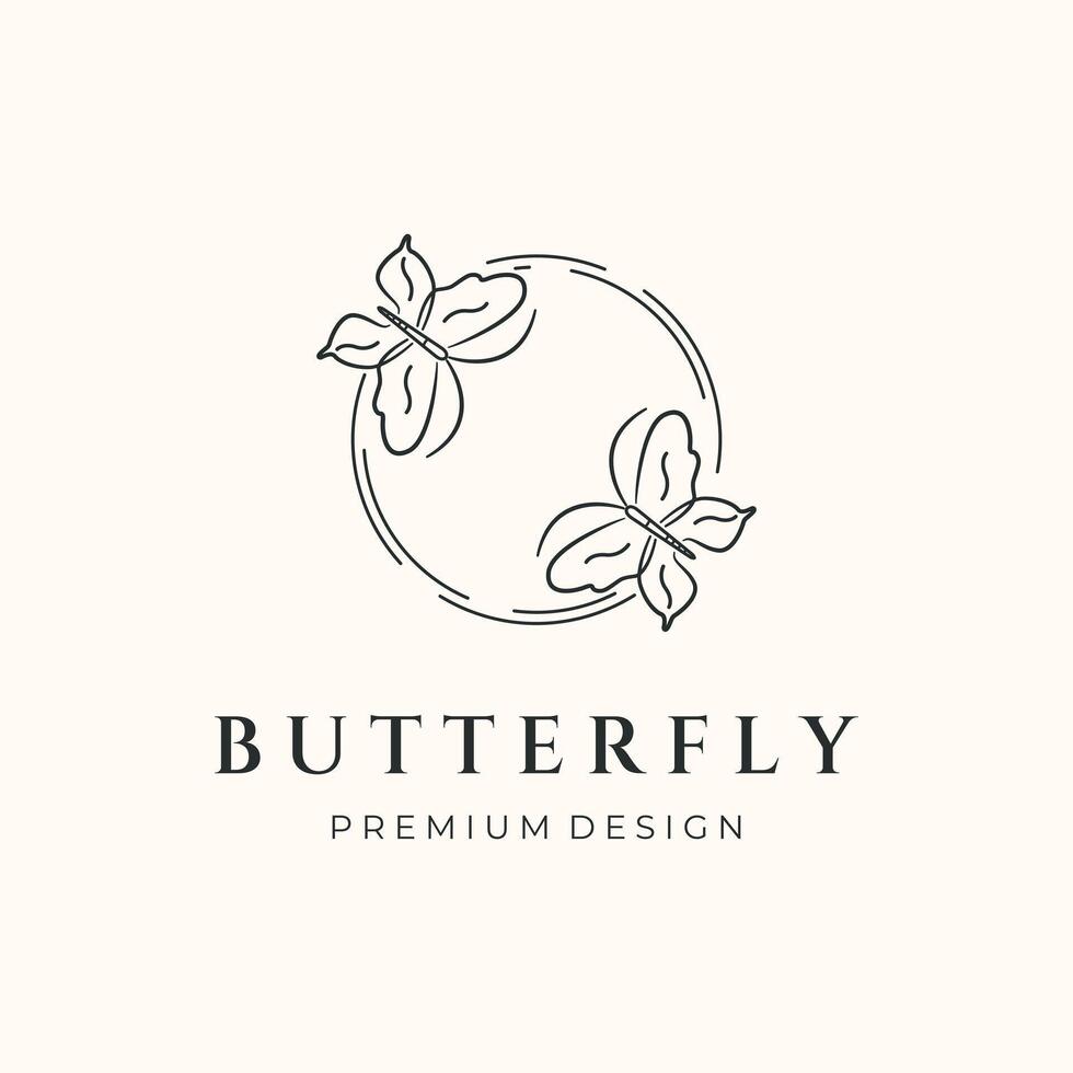 twin butterfly line art logo minimalist illustration design, butterfly bug animal symbol design vector
