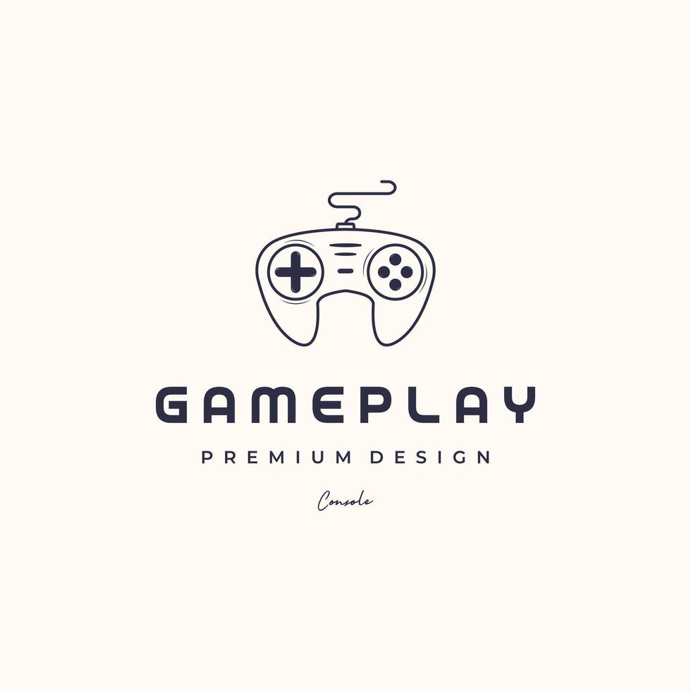 gamepad joystick line art logo minimalist illustration design, game controller symbol design vector