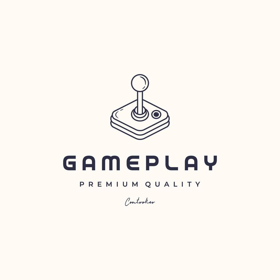 Game play device logo design line art icon minimalist vector