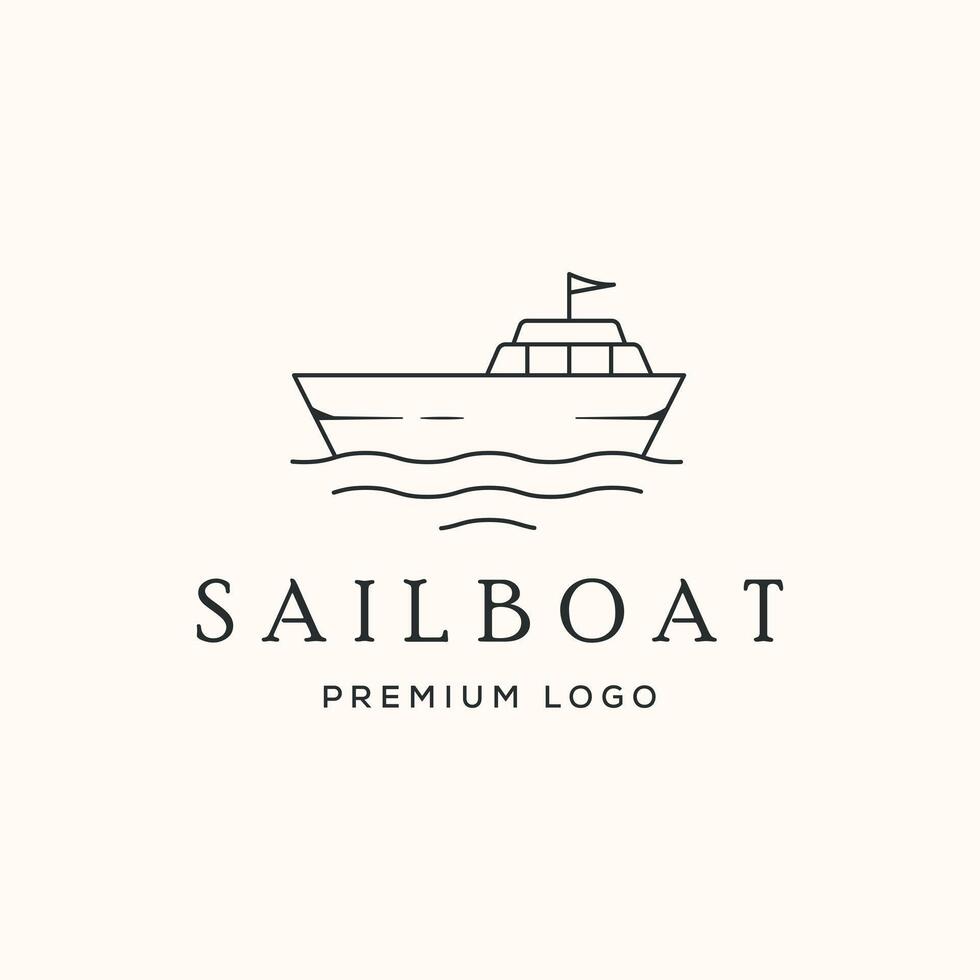 shipboat line art logo minimalist illustration design, ocean ship transportation logo design vector