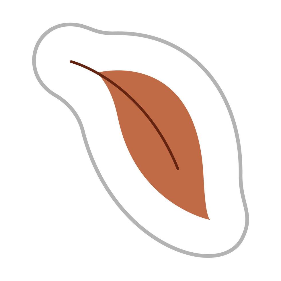 Sticker with abstract autumn leaf. Color hand drawn illustration. vector
