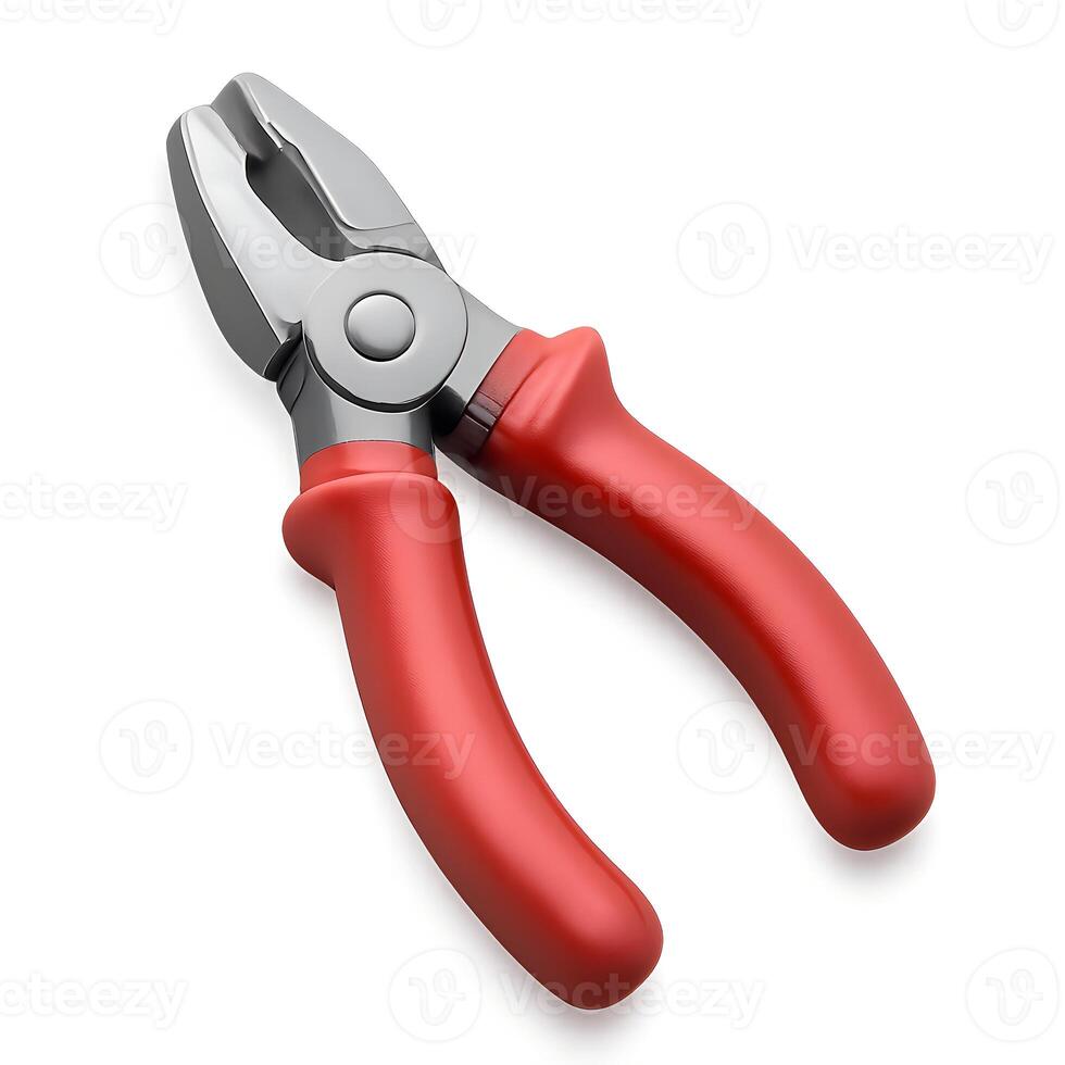 A pair of pliers with red handles on a white background photo