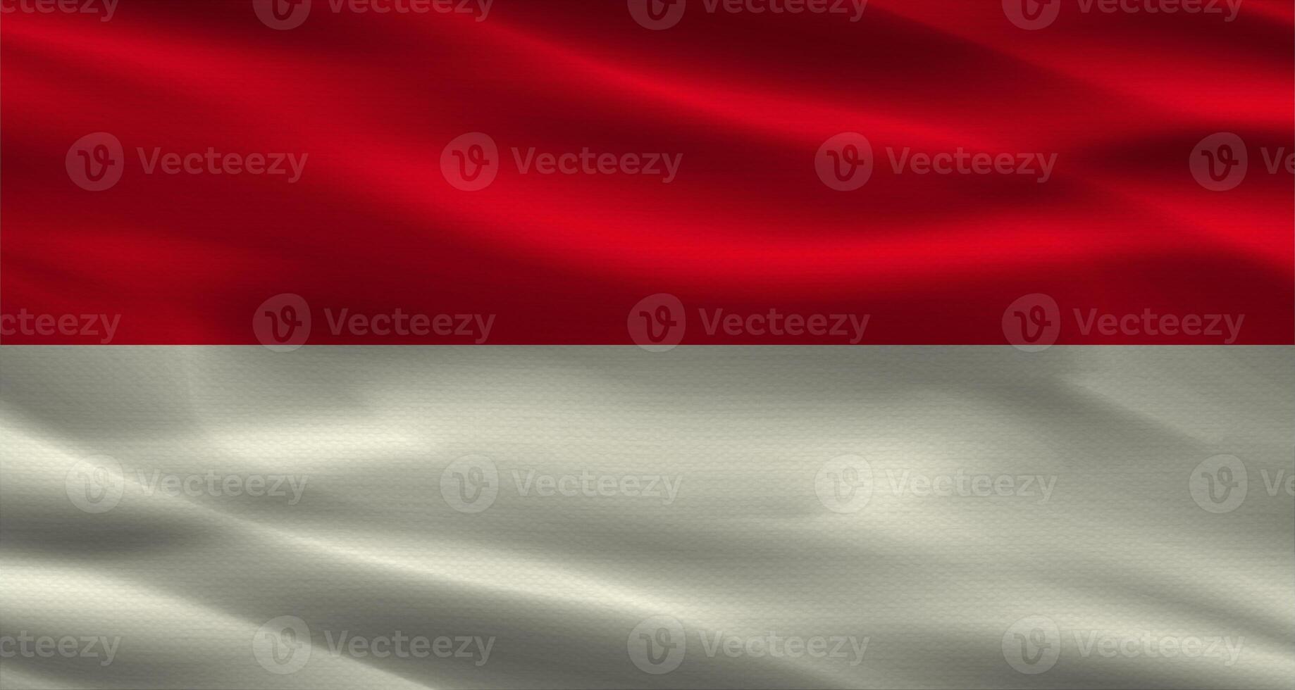 Indonesia flag with fabric texture. Realistic flag of Indonesia waving photo
