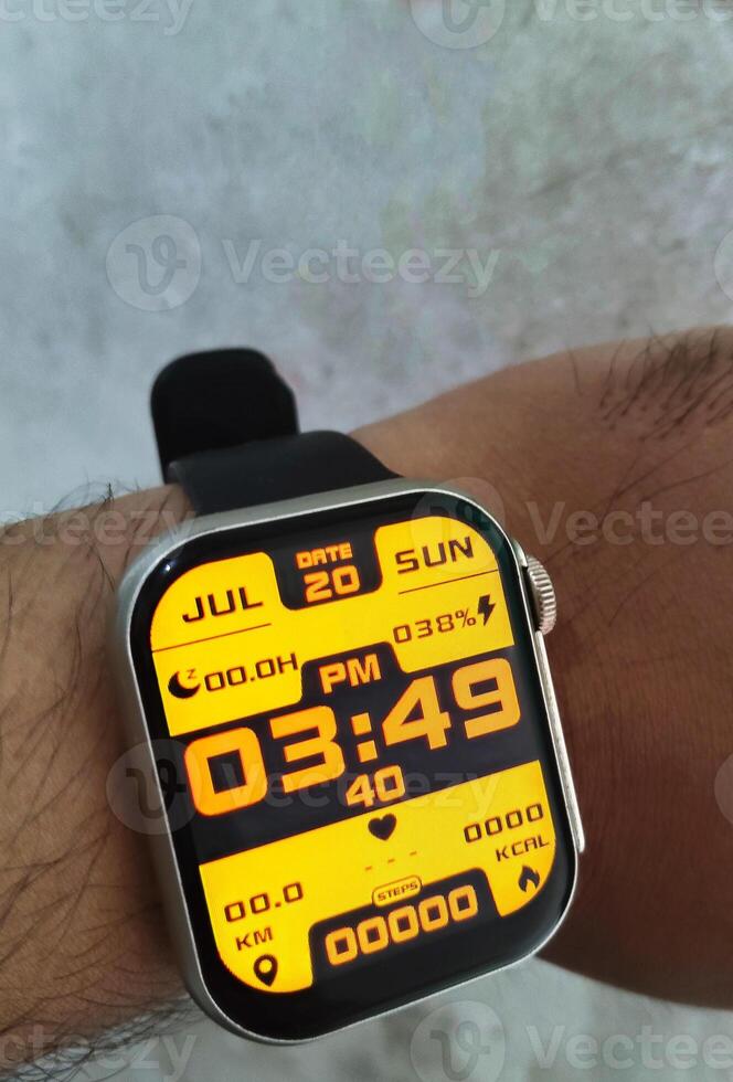 Modern Smartwatch with Bright Digital Watch Face photo