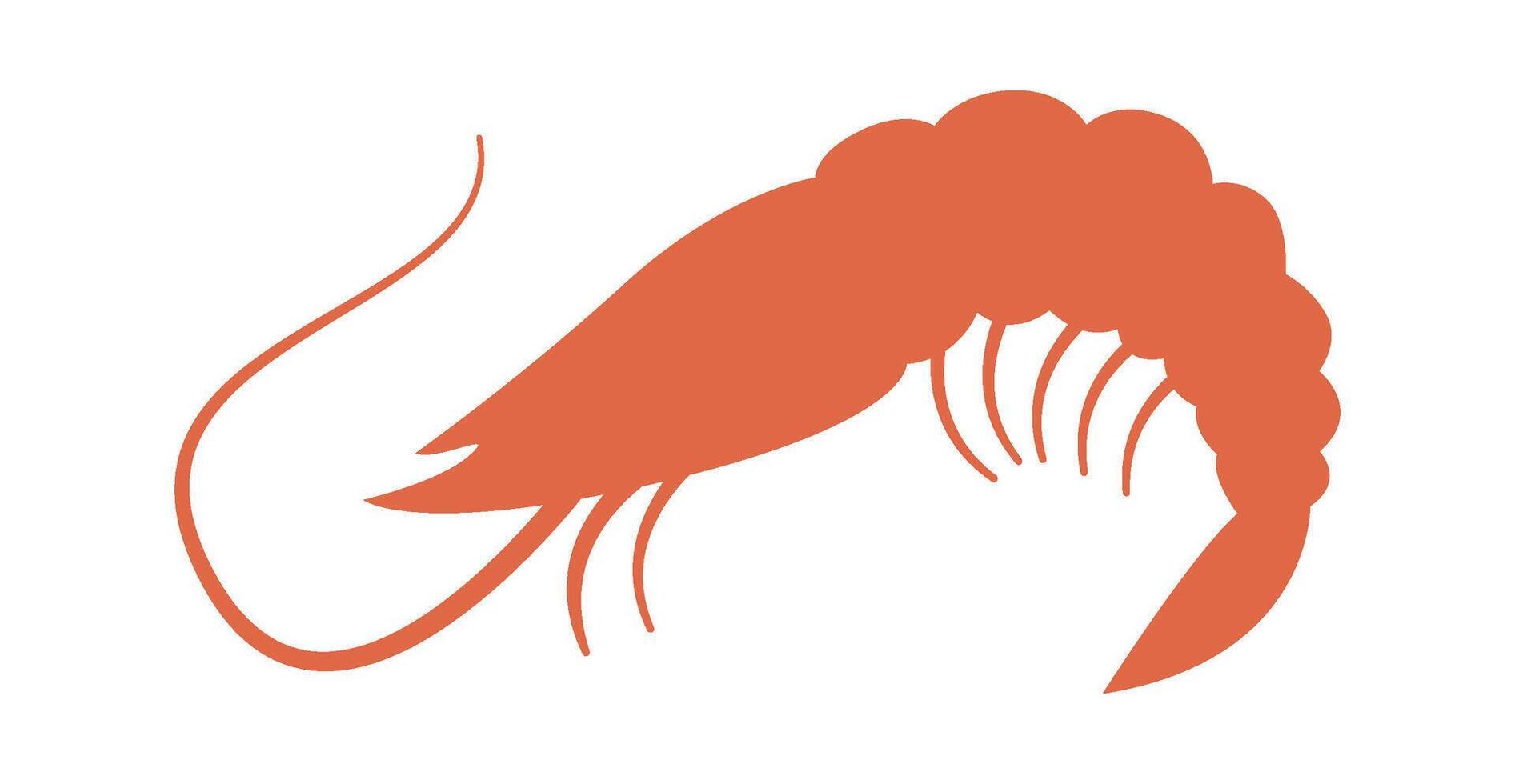 Shrimp flat icon Marine animal silhouette vector