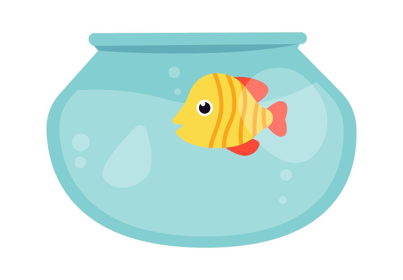 Aquarium full of water with fish flat icon vector