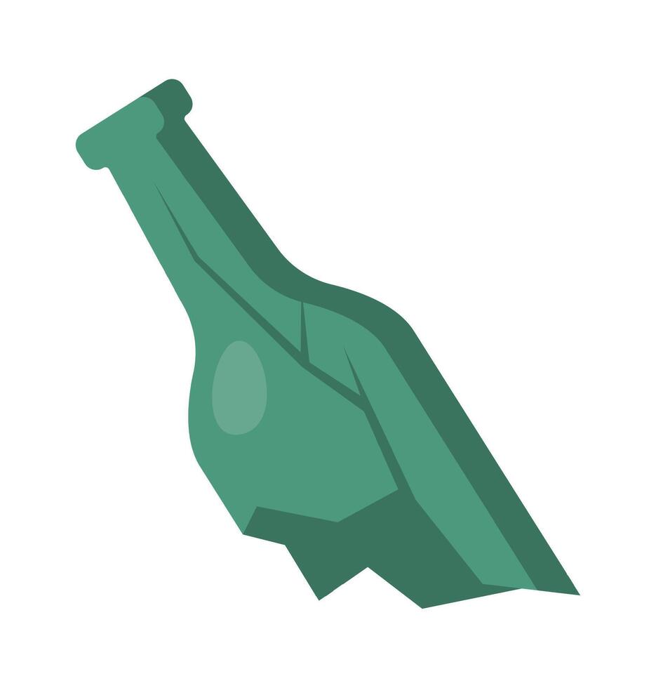 Broken glass bottle flat icon Trash sorting and utilization vector