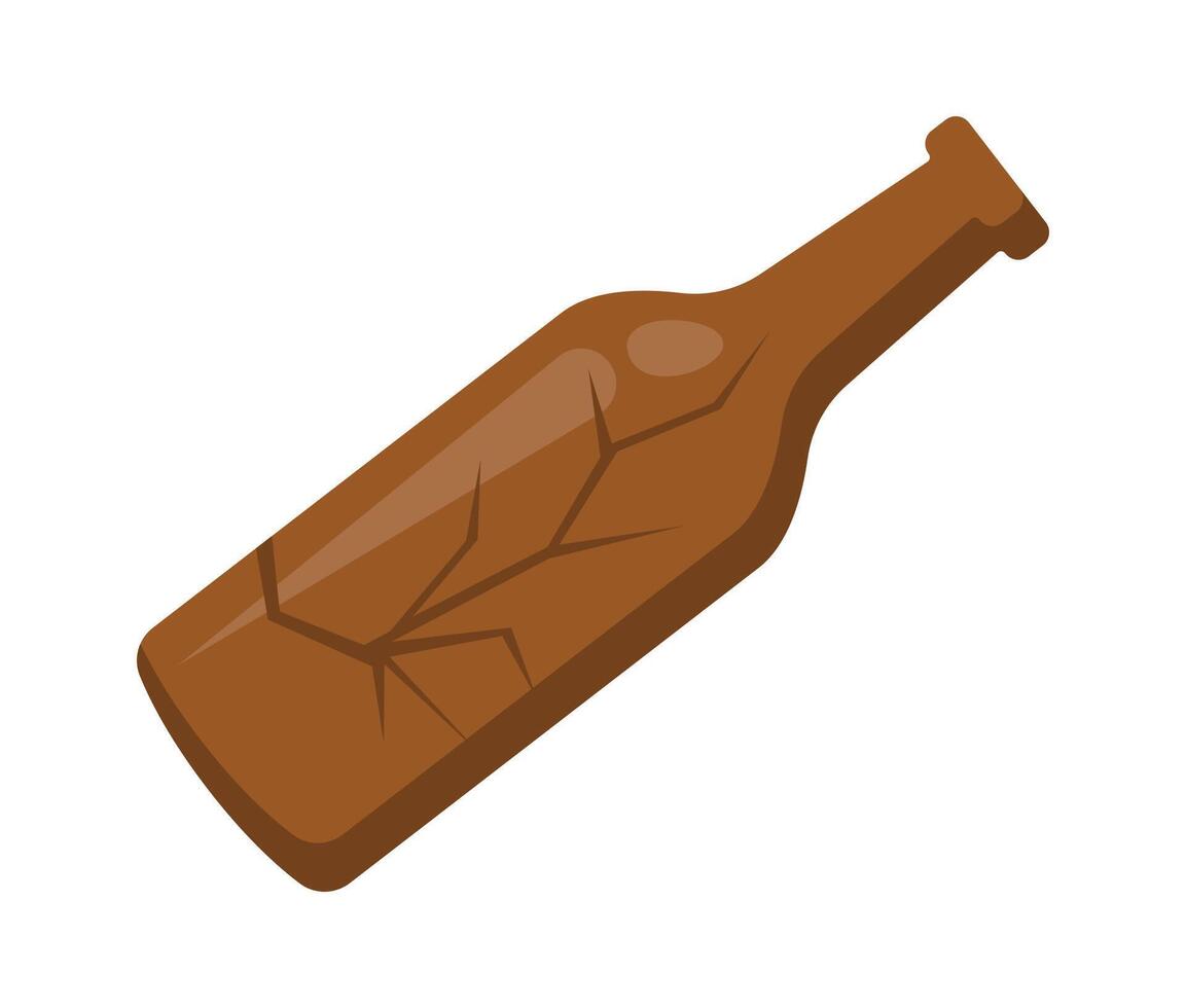 Broken glass bottle flat icon Trash sorting and utilization Flat Illustration Hand Drawn Icon vector
